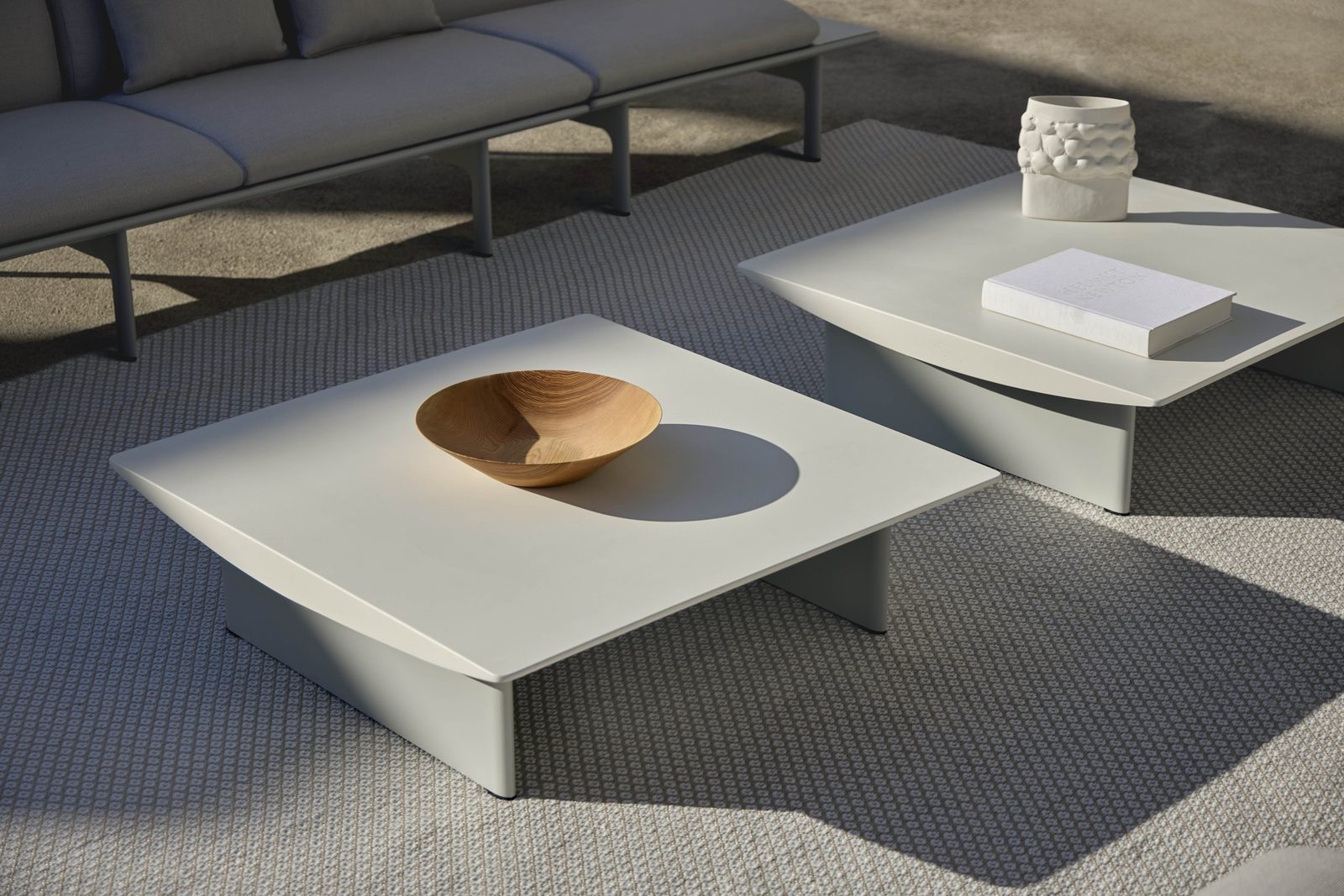 Dunne coffee tables in agate grey.