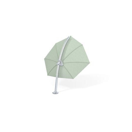 Umbrosa Icarus parasol in mint over a terrace.